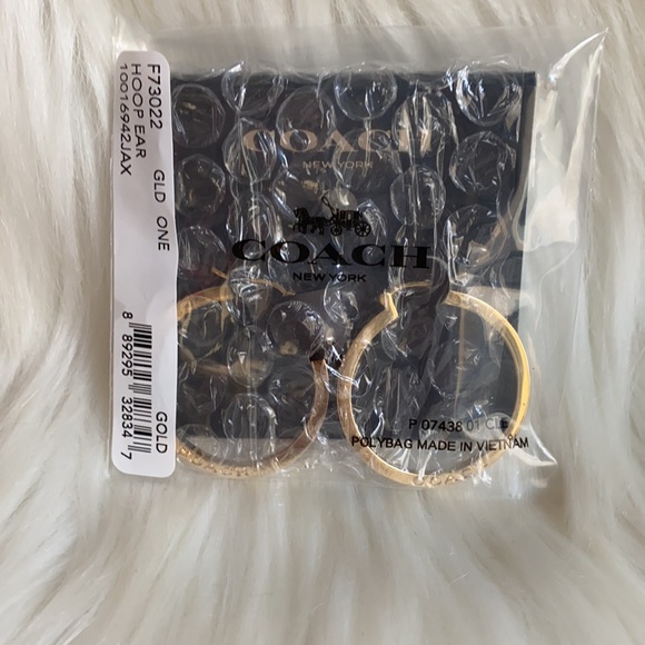 Coach Hoop Earrings Gold size Small F73022 - Picture 4 of 8
